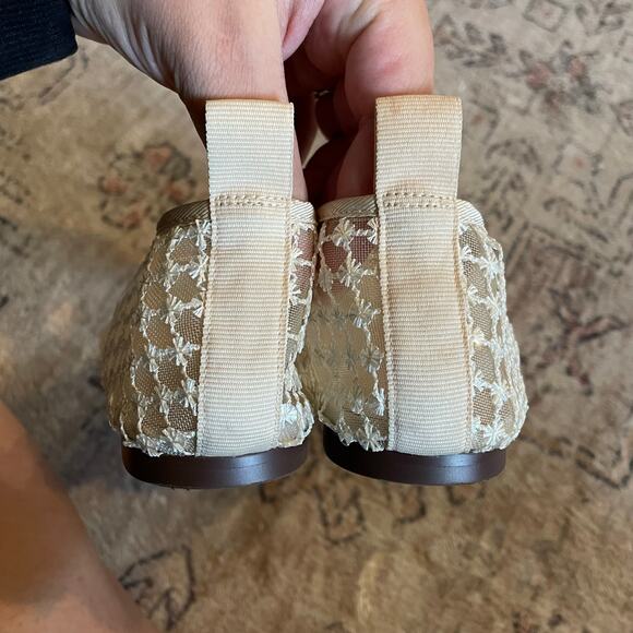 J. Crew Quinn Embellished Ballet Flats in Mesh Cream SZ 7.5 Sheer Square Toe EUC - Picture 12 of 12